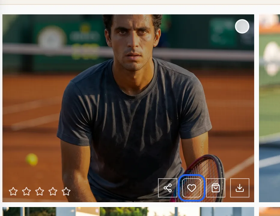 A photo in the gallery with a heart icon and stars visible below it